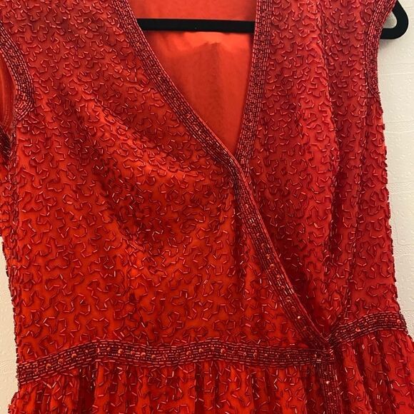 Absolutely gorgeous bright red beaded dress for queen! XS-S - Picture 3 of 6